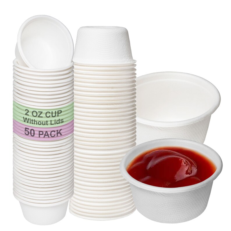2oz Compostable Souffle Portion Cup, Disposable Biodegradable Tasting