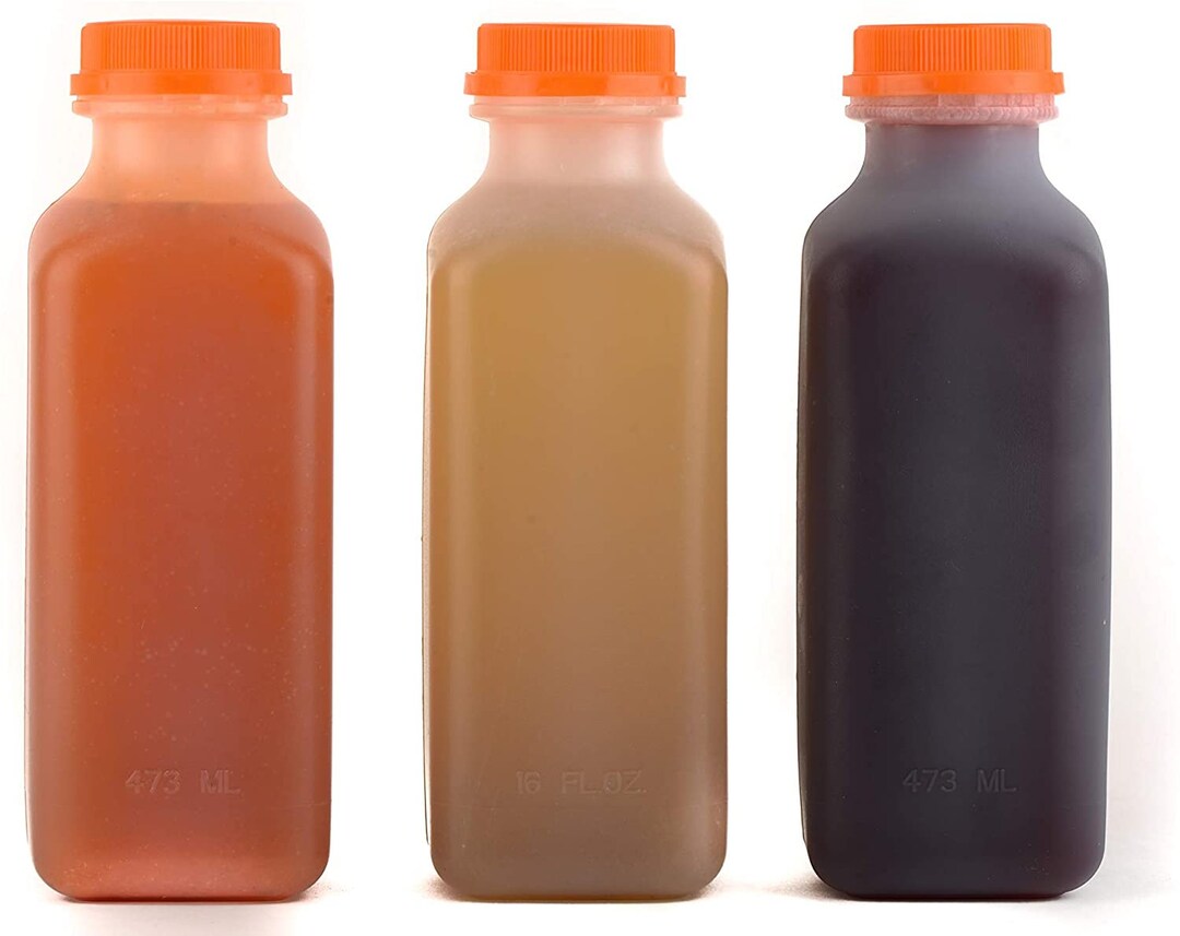 10pcs Plastic Juice Bottles With Lids, 4/5/12/16oz, Reusable Juice Bottles,  Mini Fridge Bottles