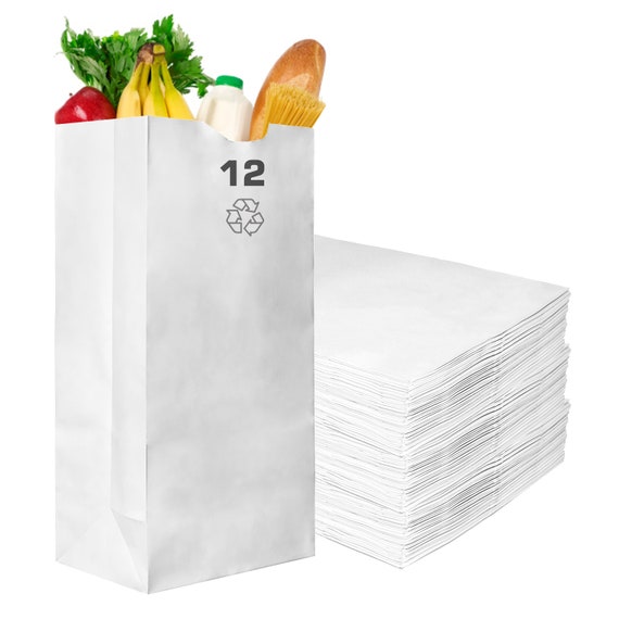 Paper Lunch Bags 12LB White Paper Bags 12LB Capacity Kraft White