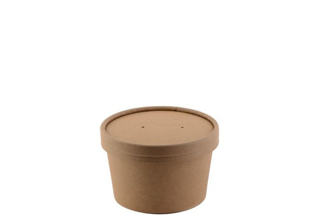 8oz Kraft Paper Soup Containers With Vented Lids Brown Ice Cream Cups ...