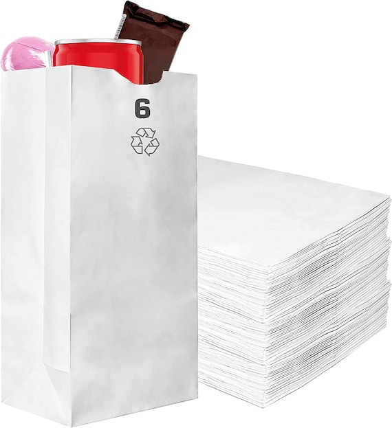 Paper Lunch Bags 6LB White Paper Bags 6LB Capacity Kraft White