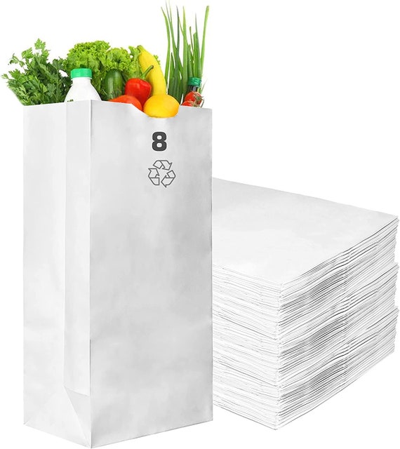 Paper Lunch Bags 8LB White Paper Bags 8LB Capacity Kraft White