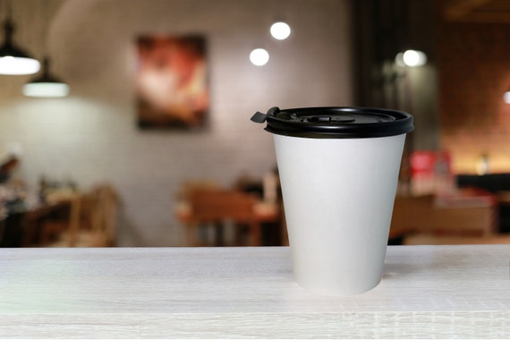 [250 Pack] 8 oz Compostable Paper Cups with White Flat Lids - Biodegradable Disposable White Paper Coffee Cups PLA Lined - Eco-Friendly Hot and Cold