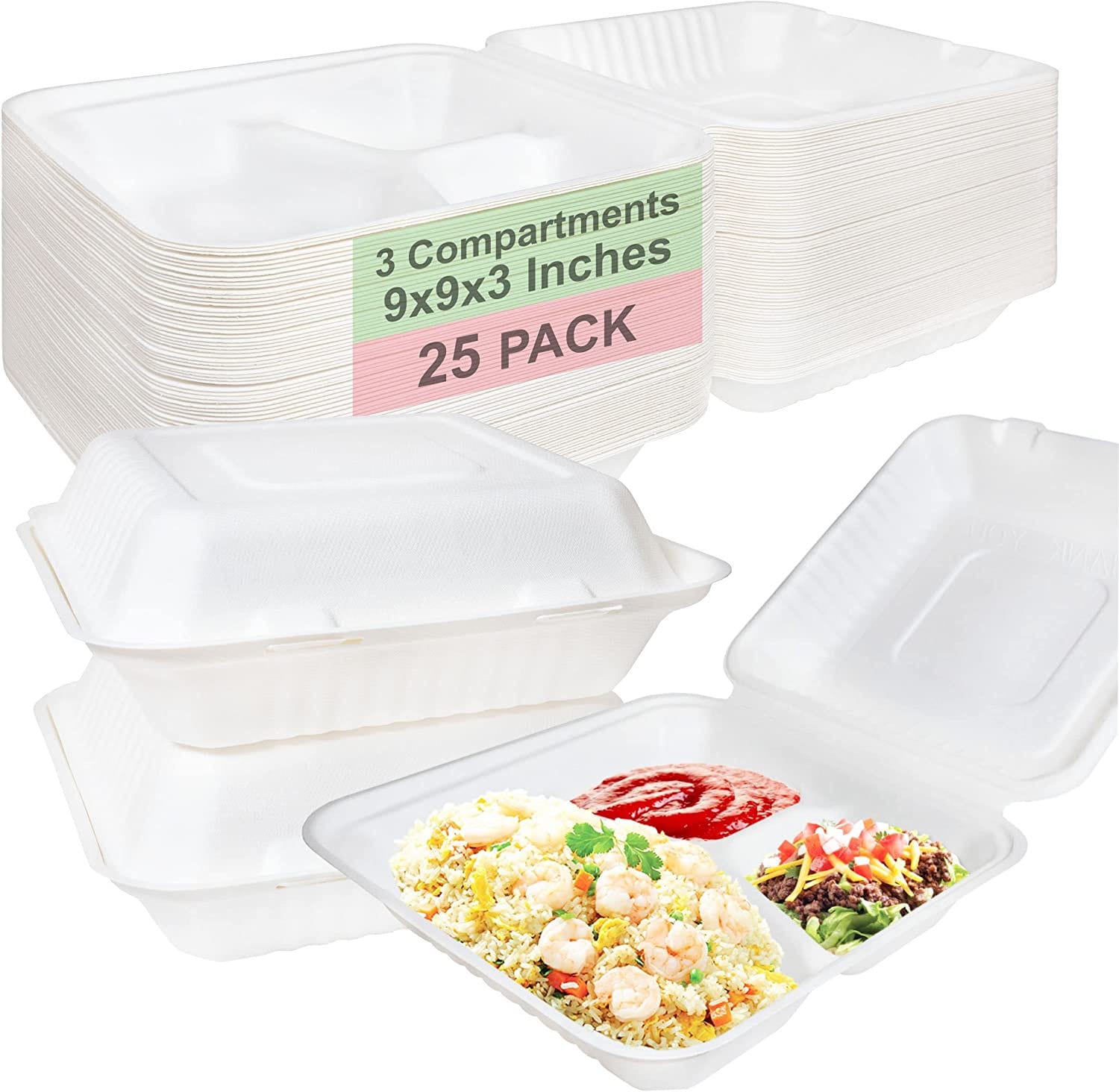 [150 Pack] Reusable 38 oz Food Storage Containers with Lids by EcoQuality Rectangular BPA Free Freezer, Microwave & Dishwasher Safe Airtight 