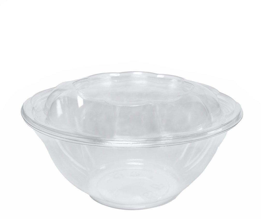 32 oz Salad To-Go Containers - Clear Plastic Disposable Salad Containers/Bowls with Airtight Lids