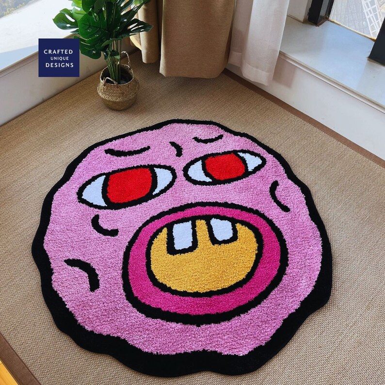 Tufted Cherry Bomb Rug Pink Handmade Rug, Tufted Rug, Custom Rug, Tyler