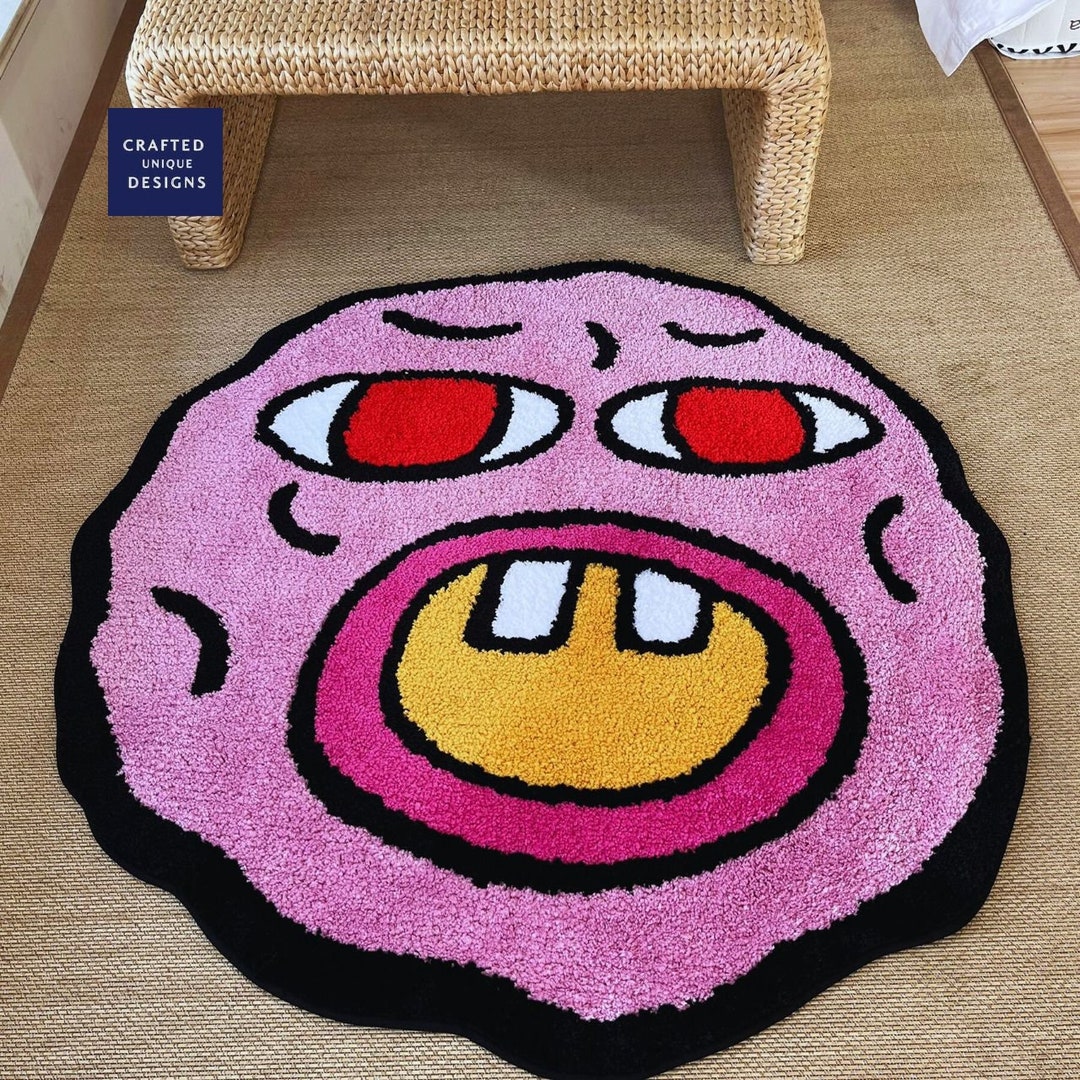 Tufted Cherry Bomb Rug Pink Handmade Rug, Tufted Rug, Custom Rug, Tyler