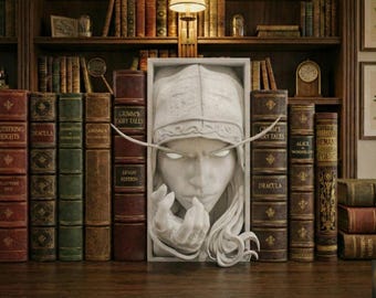Dark Ranger General Book Nook | Fantasy MMORPG 3D Shadow Box | Undead Elf 3D Wall Art