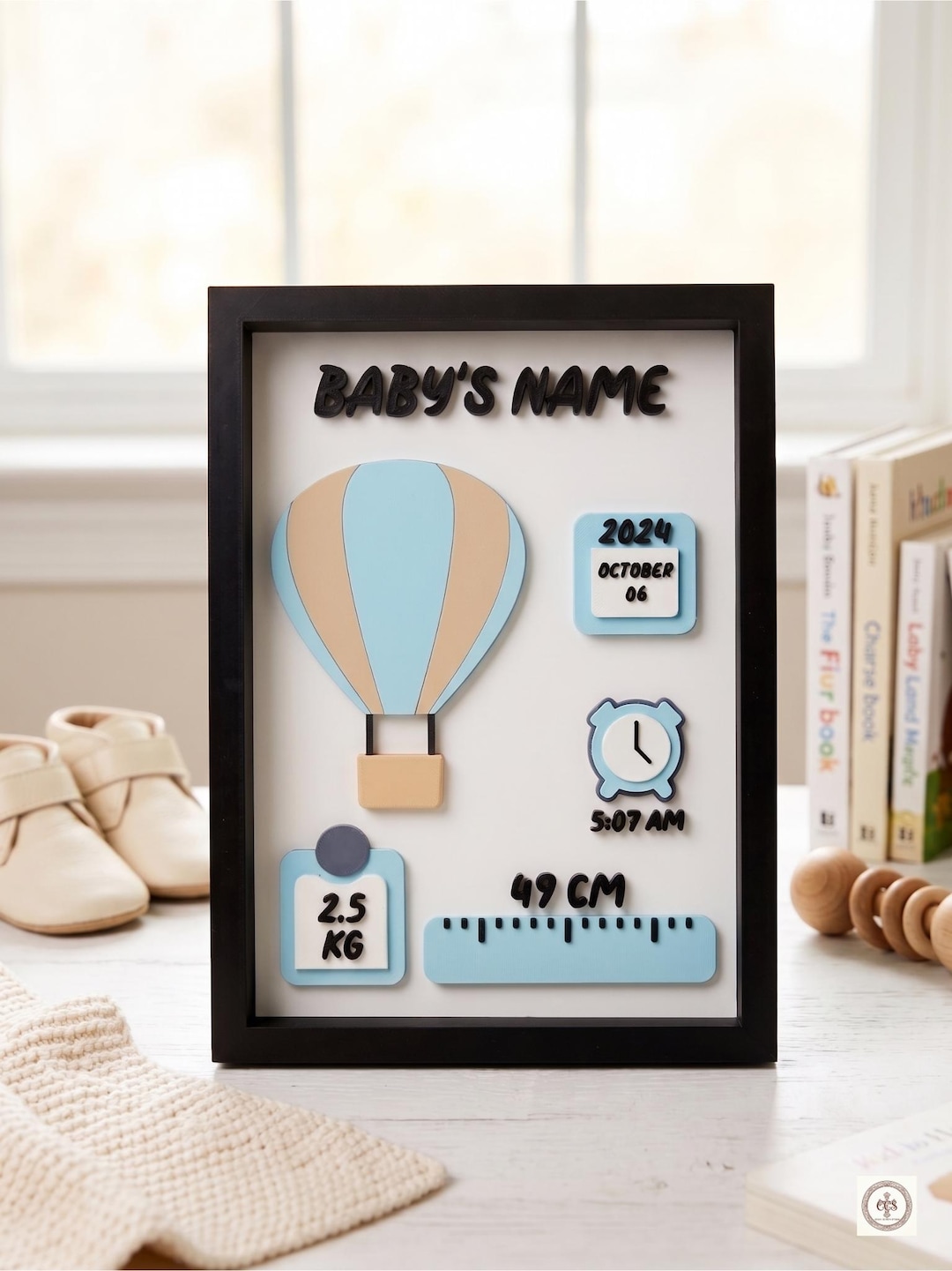 Custom 3D Printed Baby Birth Stats Frame | Personalized Newborn ...