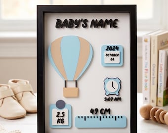 Custom 3D Printed Baby Birth Stats Frame | Personalized Newborn Keepsake | Nursery Decor & Wall Art | Baby Shower Gift for Boy or Girl