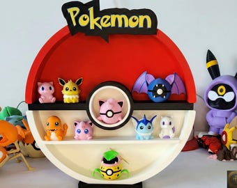 Pokéball Round Display Shelf | Pokéball Figure Stand Tray for Desk