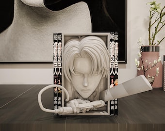 Titan Hunter Captain Book Nook | Giant Monster Anime 3D Shadow Box | Manga Bookshelf 3D Wall Art
