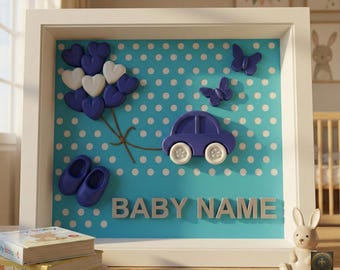 Personalized Baby Name Frame | 3D Printed Nursery Shadow Box Decor | Custom New Baby Gift