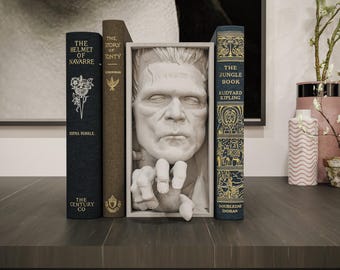 Frankenstein Monster Book Nook | Classic Horror 3D Shadow Box | Gothic Science 3D Wall Art