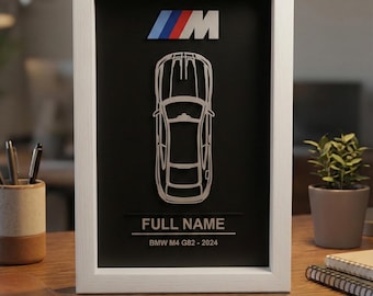 Personalized BMW M4 Wall Art | Custom Car Frame | 3D Printed M-Sport Inspired Decor | Car Enthusiast Gift