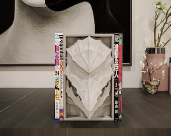 Beast Armor Knight Book Nook | Dark Fantasy Manga 3D Shadow Box | Grimdark Decor 3D Wall Art