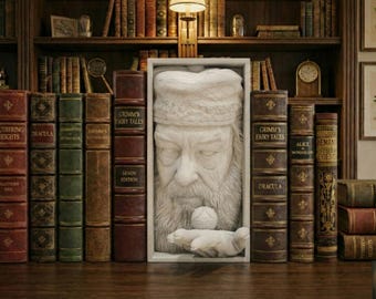 Wise Headmaster Wizard Book Nook | Magic School 3D Shadow Box | Fantasy Library 3D Wall Art