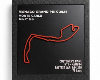 Personalized Monaco Race Track Wall Art | Custom Grand Prix Circuit 3D Shadow Box | Motorsport Course Decor | Racing Enthusiast Gift