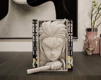 Scarred Demon Hunter Book Nook | Dark Fantasy Anime 3D Shadow Box | Katana Decor 3D Wall Art