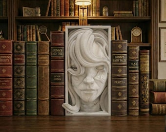 Painter Heroine Book Nook | Surreal RPG 3D Shadow Box | Fantasy Gamer 3D Wall Art