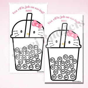 A Tea-rrific way to save! | Boba Savings Challenge I For A6 Cash Envelopes/Binders| Printable Savings Challenge *Digital Download*