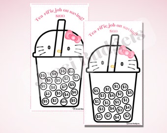 A Tea-rrific way to save! | Boba Savings Challenge I For A6 Cash Envelopes/Binders| Printable Savings Challenge *Digital Download*