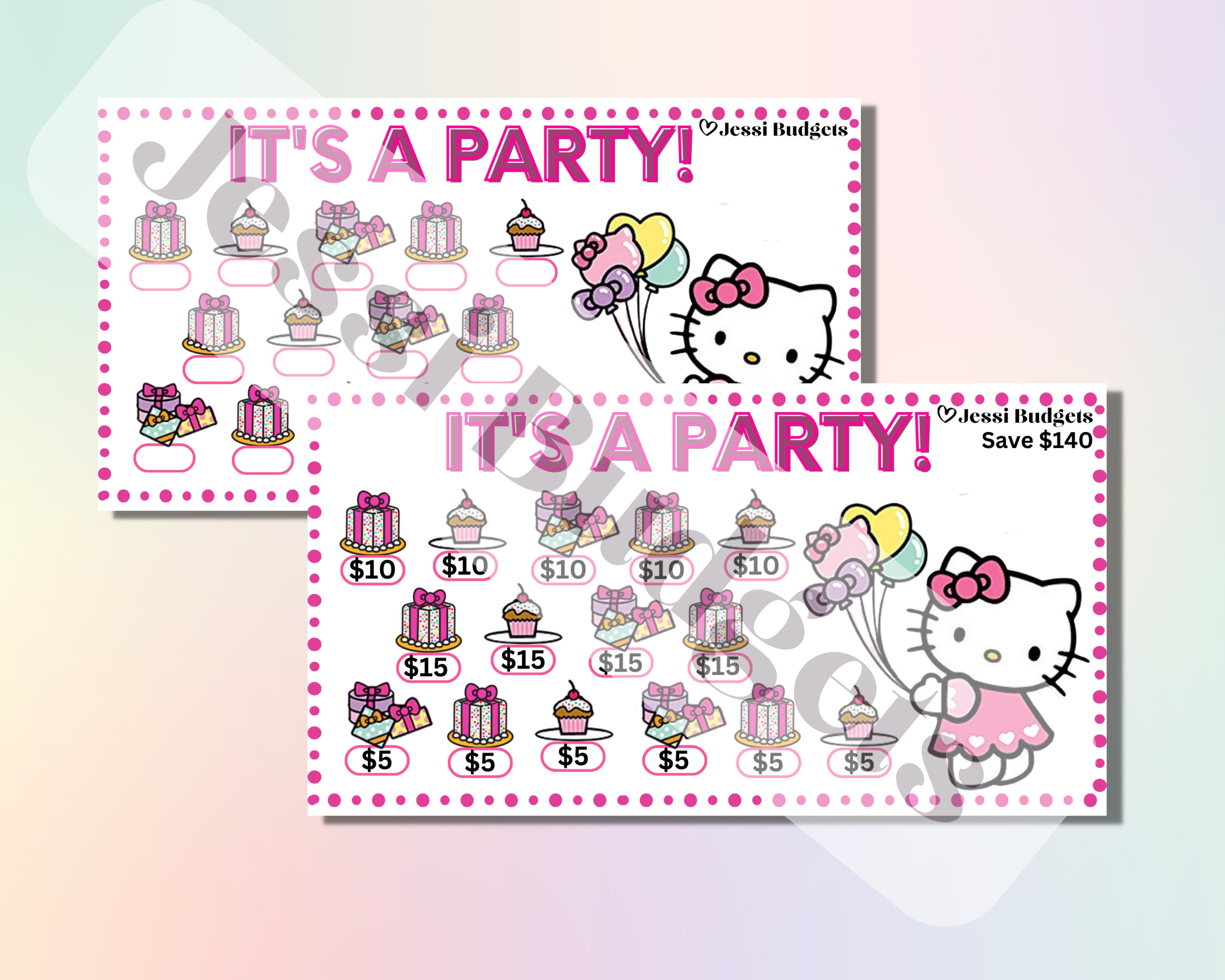 Its a Party! I Kitty Birthday Challenge I  Savings Challenge I Savings Bundle I Instant Download I Digital Download I