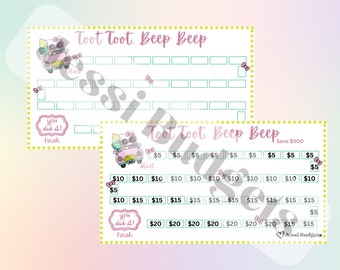 Toot Toot, Beep Beep I Kitty Car Maintenance Challenge I 500 I Savings Challenge I Car Maintenance I Digital Download I Instant Download