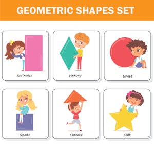 Cartes flash imprimables numériques de formes colorées, cartes de formes géométriques, téléchargement numérique, école maternelle, école à la maison, cartes flash de classe pour les tout-petits
