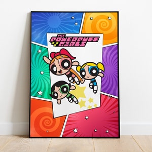 Printable Classic Powerpuff Girls Nursery Wall Art , Powerpuff Girls, Kids Art, Cartoon Wall Art, Kids Room Poster, Digital Poster