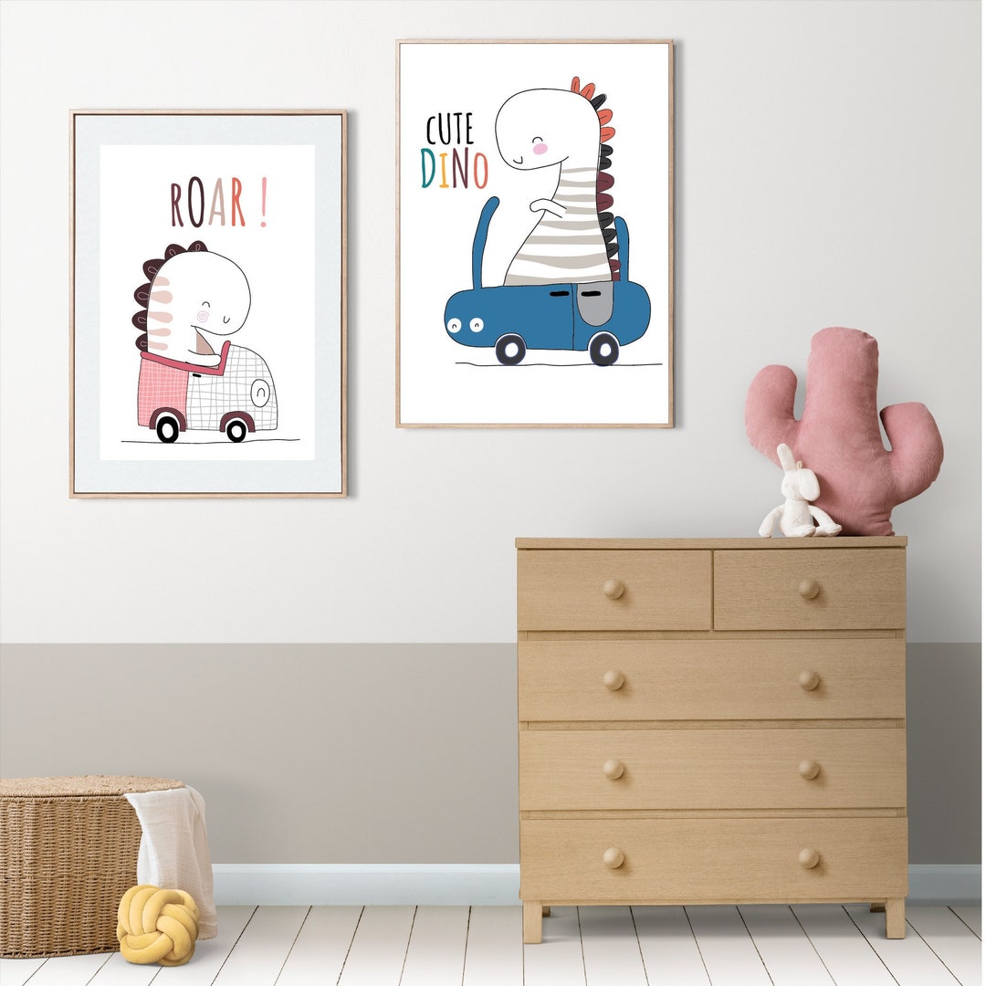 Set of 2 Dinosaur Printable Wall Art | Classroom Poster, Playroom Wall ...