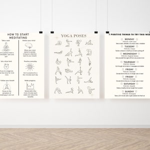 Yoga Poster, Chakra Print, Yoga Printable, Yoga Wall Decor, Namaste Sign, Meditation Wall Art, Yoga Print, Yoga Decor, set of 3 Printables