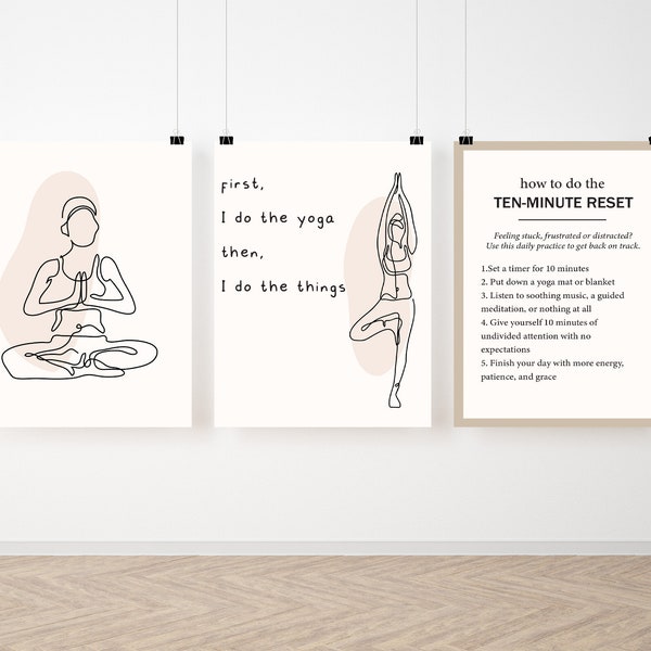 Yoga Poster, Chakra Print, Yoga Printable, Yoga Wall Decor, Namaste Sign, Meditation Wall Art, Yoga Print, Yoga Decor, set of 3 Printables