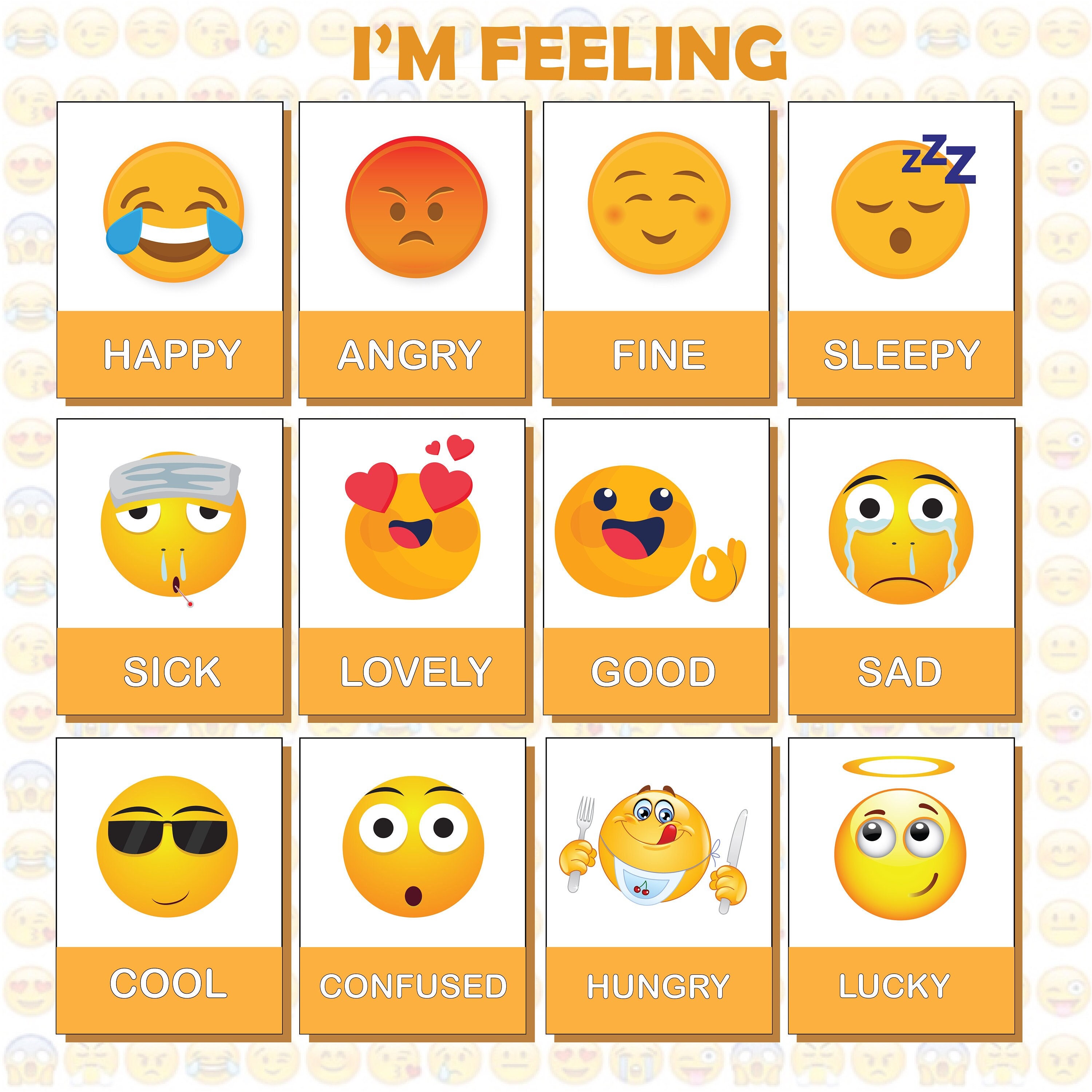 Cartes pour jeu de paire : Les émotions en émoticones