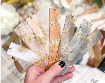 Gold Foil Resin Book Marks || Custom Name Bookmarks || Geode || Gemstone || Marbled || Aesthetic Bookmark