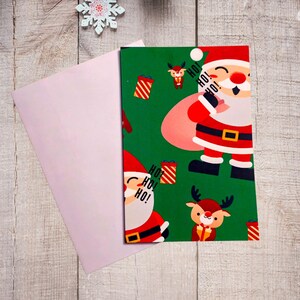 Biglietti di Natale Ho Ho Ho, confezione da 5 biglietti, set da 10 biglietti di Natale, biglietti di Babbo Natale e renne, biglietti di auguri di Natale vuoti