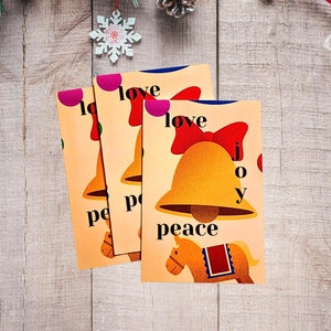 Difunda alegría navideña con amor, paz y alegría Tarjetas navideñas: juego de 10, paquete de 5 Tarjetas de felicitación en blanco con temática navideña, tarjetas de agradecimiento