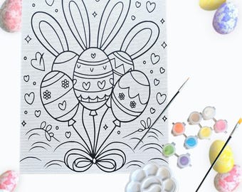Easter Bunny Paint Kit for Kids, Pre-Drawn Canvas, Non-Candy Easter Basket Stuffer