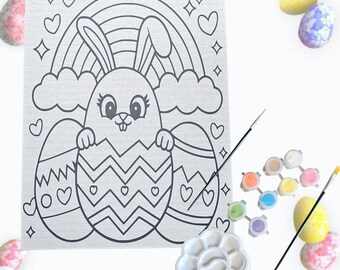 Easter Egg Rainbow Pre-Drawn Canvas Painting Kit