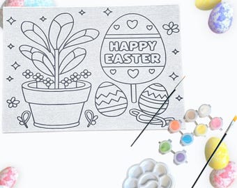 Happy Easter Pre-Drawn Canvas Painting Kit, DIY Art