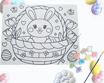 Easter Bunny Painting Kit, Pre-Drawn Canvas, Kids' Art Activity