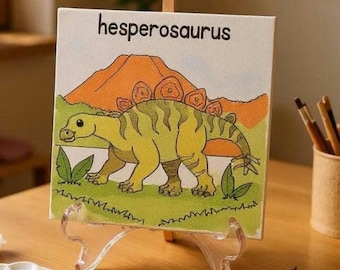 Hesperosaurus Dinosaur Paint Kit, Pre-Drawn Canvas, Dino Party Favor