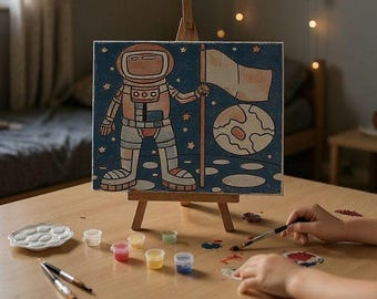 Astronaut Paint Party Kit, Pre-Drawn Canvas, Space Birthday Favor