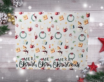 Handmade Minimalist Christmas Card Set, Holiday Greeting, Blank Note Cards