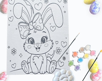 Love Bunny Paint Kit, Pre-Drawn Canvas Art, Valentine's Easter Craft