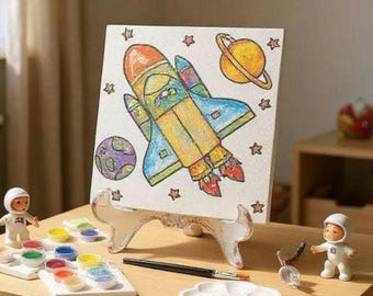 Space Shuttle Paint Party Kit, Pre-Drawn Canvas, STEM Activity