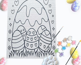 Easter Egg Pre-Drawn Canvas Painting Kit, Kids DIY Art