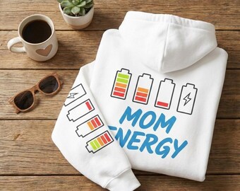 Mom Energy Hoodie Battery Meter Graphic Hooded Sweatshirt