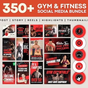 Gym Fitness Instagram Bundle, Social Media Templates für Personal Trainer, Fitness Coaches, Posts, Reels und das Gym Marketing