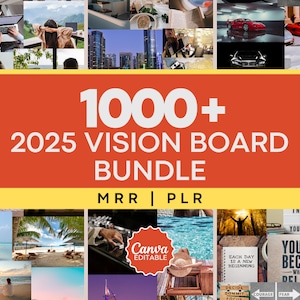 Tablero de visión 2025 Manifestación de felicidad Tablero de estado de ánimo imprimible en PDF para mujeres Citas inspiradoras Afirmaciones positivas Ley de abundancia de atracción